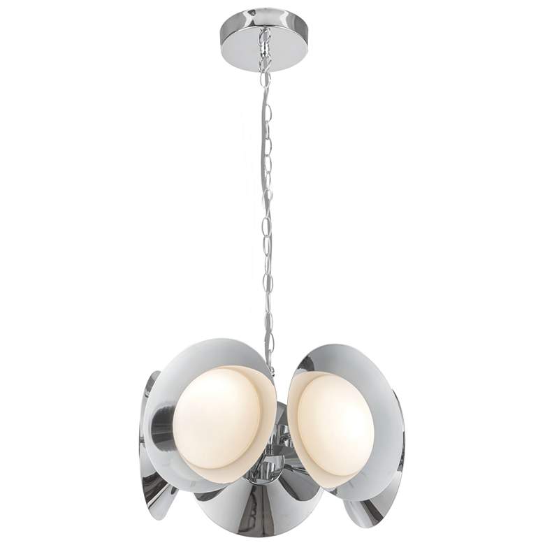 Image 1 Kuzco Cleo LED 16-in Chrome/Opal Glass LED Chandelier