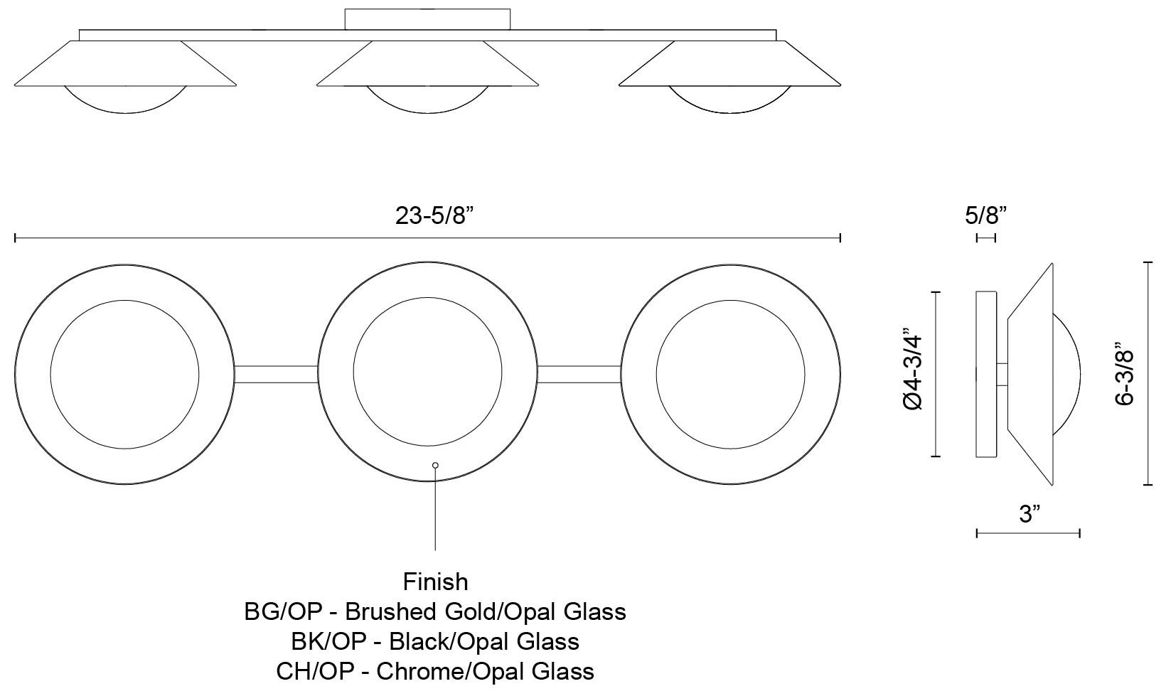 Image 5 Kuzco Cleo LED 23-in Brushed Gold/Opal Glass Vanity Light more views
