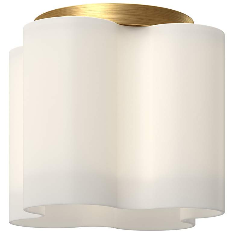 Image 1 Kuzco Clover LED 9-in Brushed Gold/Opal Glass Flush Mount