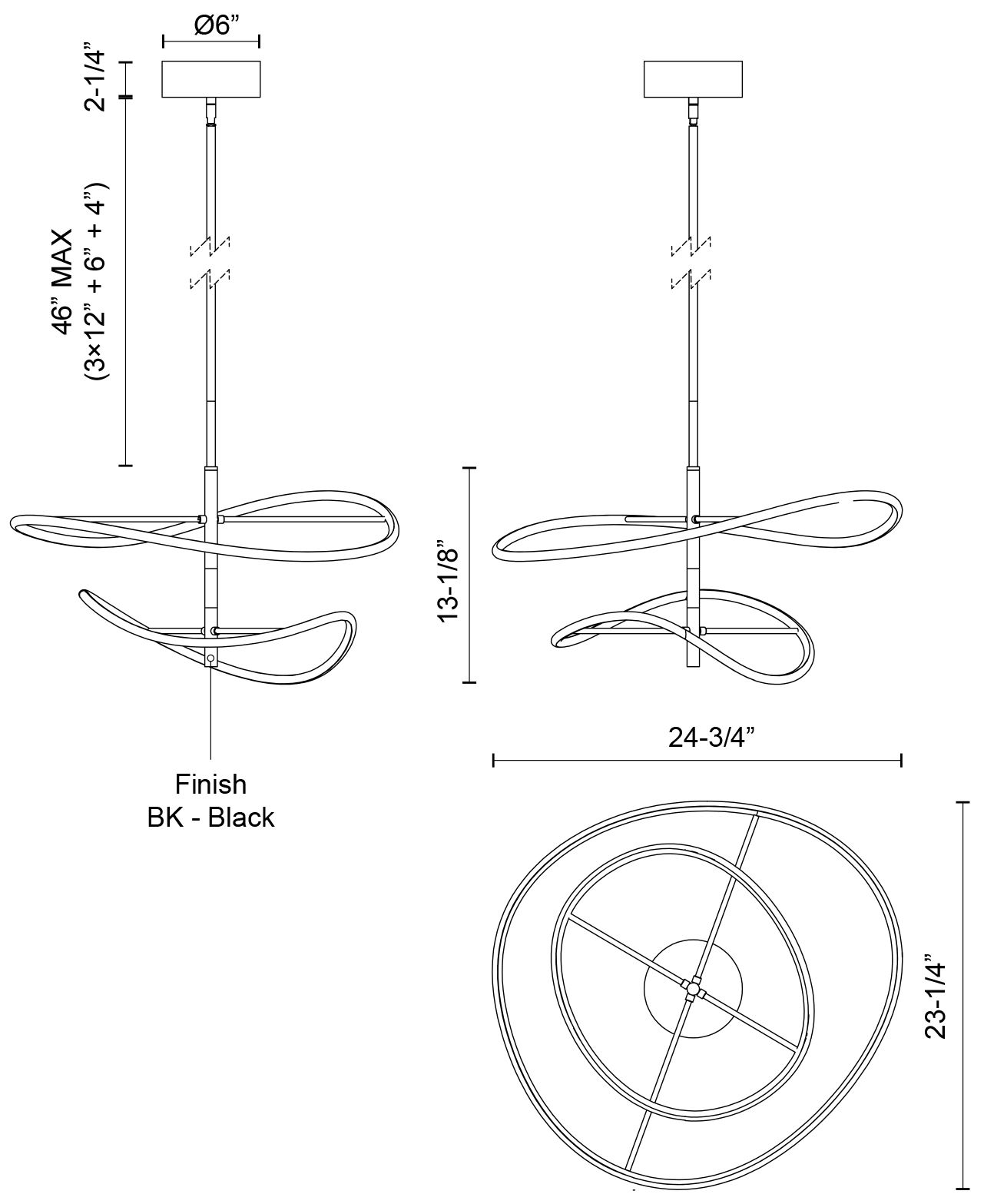 Image 3 Kuzco Collide LED 24-in Black Pendant more views
