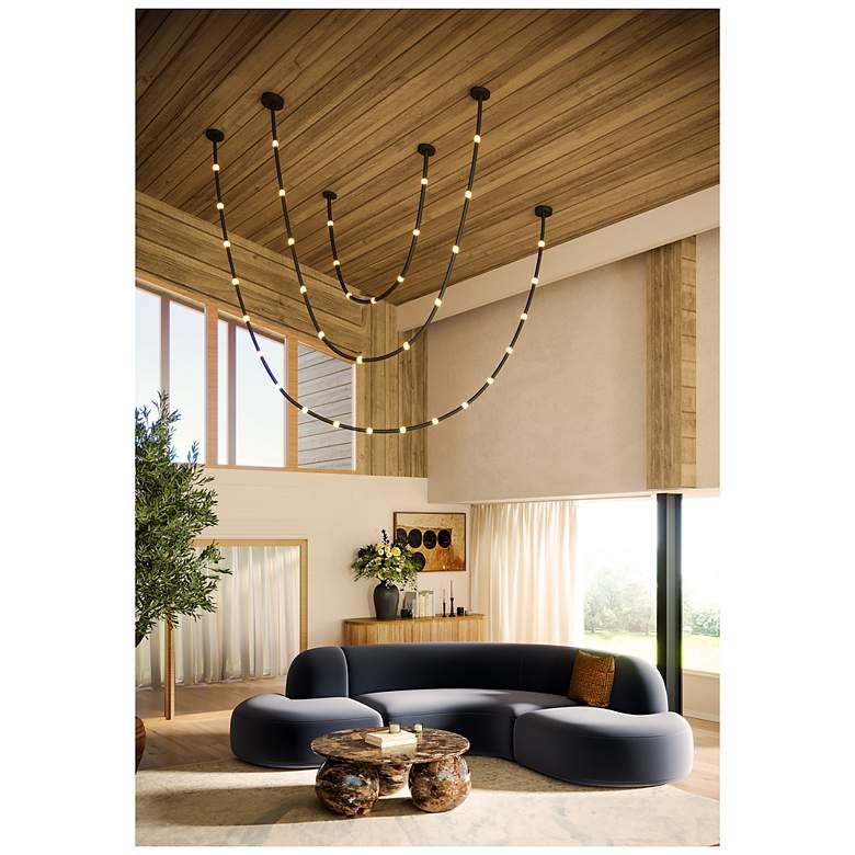 Image 2 Kuzco Corda LED 7-ft Black/Opal Glass Pendant more views