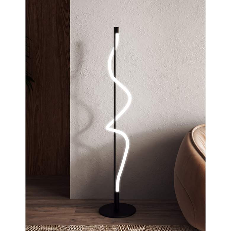 Image 1 Kuzco Cursive LED 12-in Black LED Floor Lamp