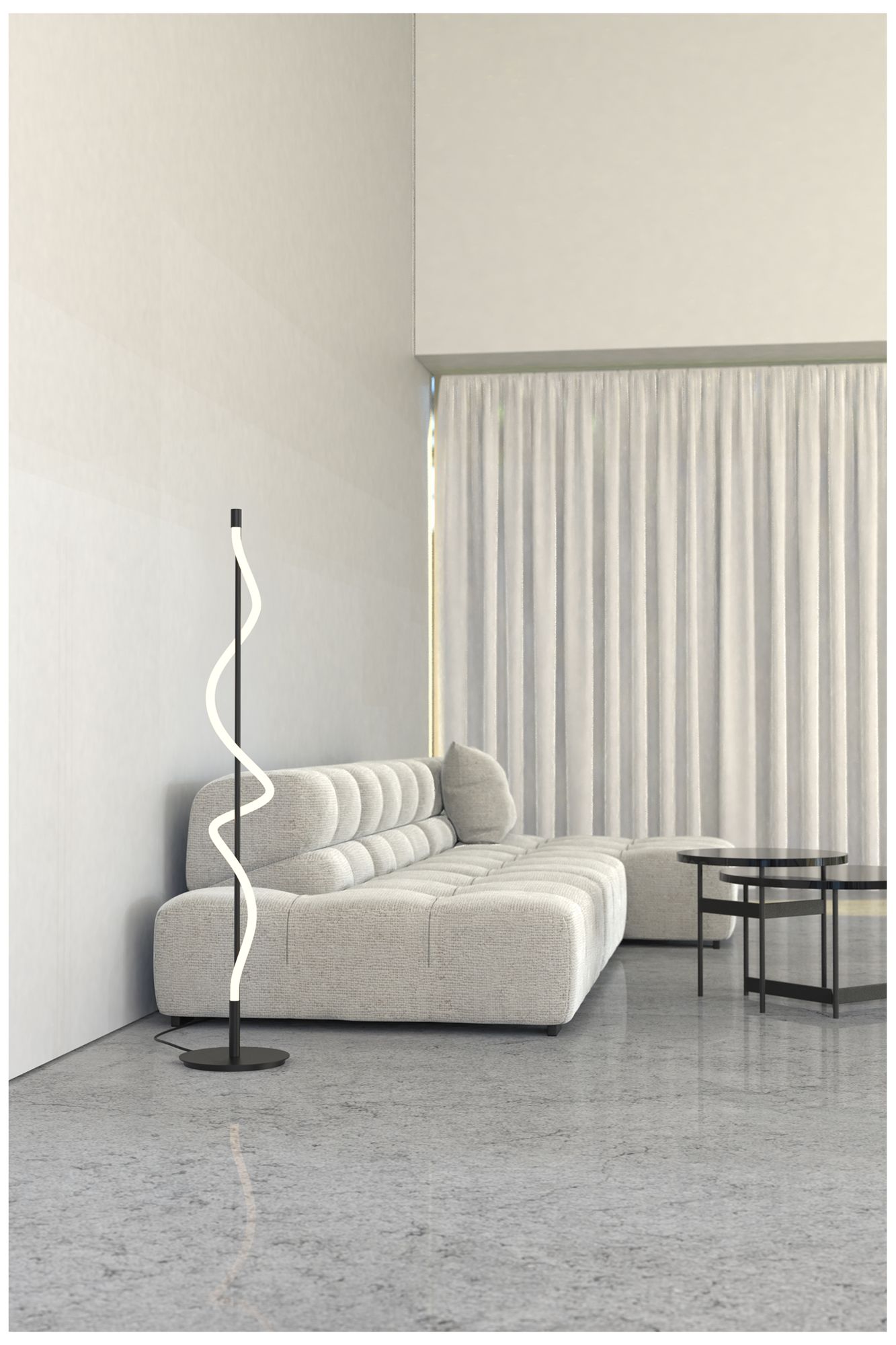 Image 3 Kuzco Cursive LED 12-in Black LED Floor Lamp more views