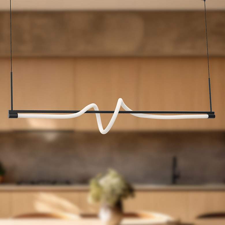 Image 1 Kuzco Cursive LED 54-in Black Linear Pendant