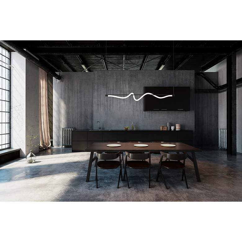 Image 3 Kuzco Cursive LED 54-in Black Linear Pendant more views