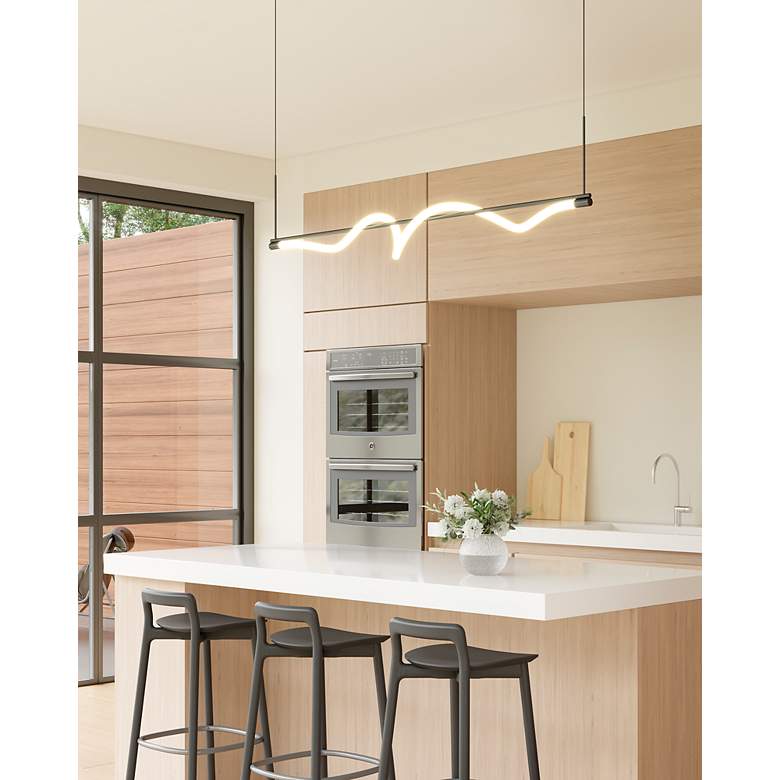 Image 4 Kuzco Cursive LED 54-in Black Linear Pendant more views