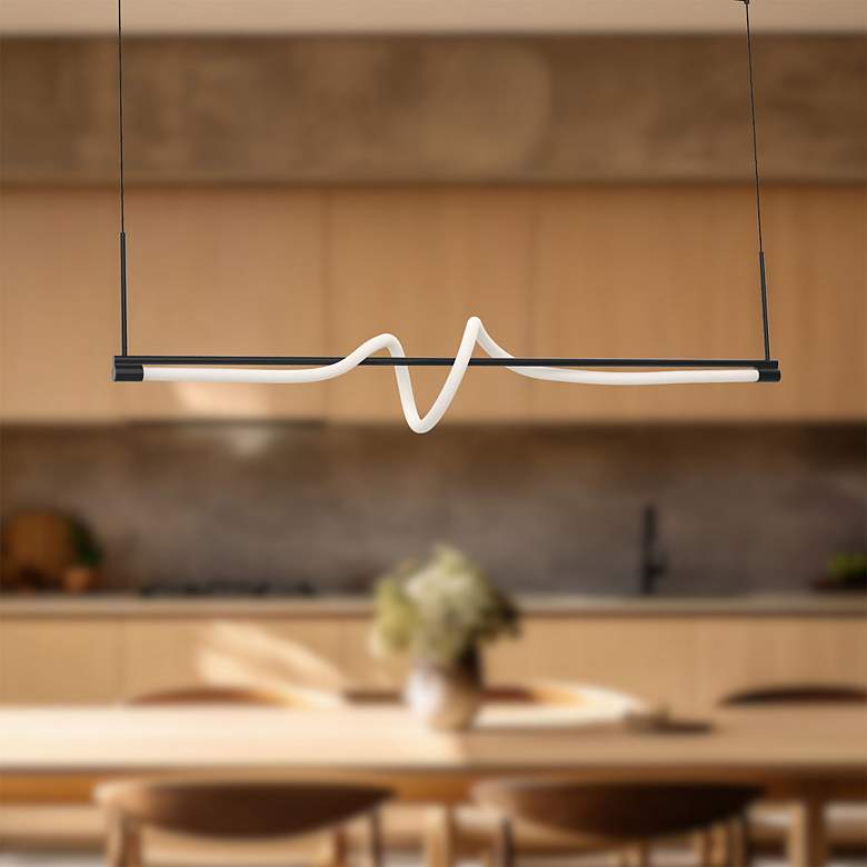 Image 5 Kuzco Cursive LED 54-in Black Linear Pendant more views