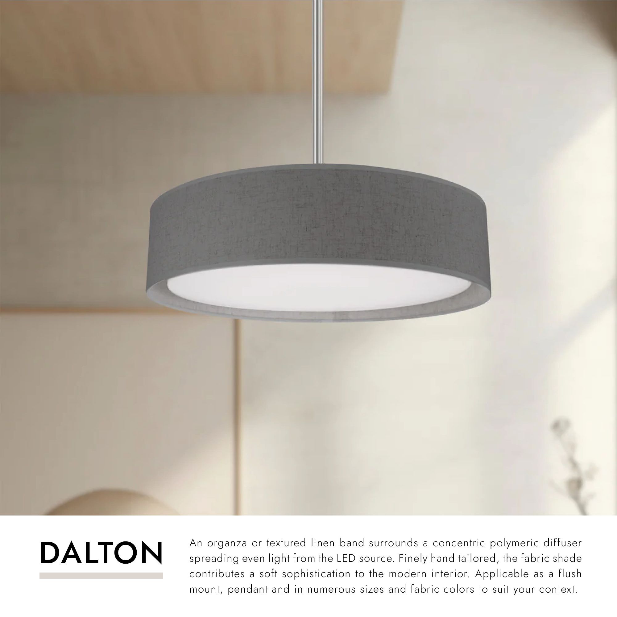 Image 2 Kuzco Dalton LED 16-in White Organza Pendant more views