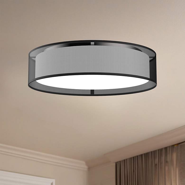 Image 1 Kuzco Dalton LED 20-in Black Organza Flush Mount