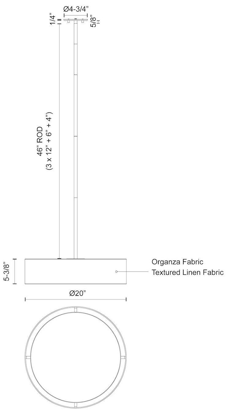 Image 3 Kuzco Dalton LED 20-in Black Organza Pendant more views