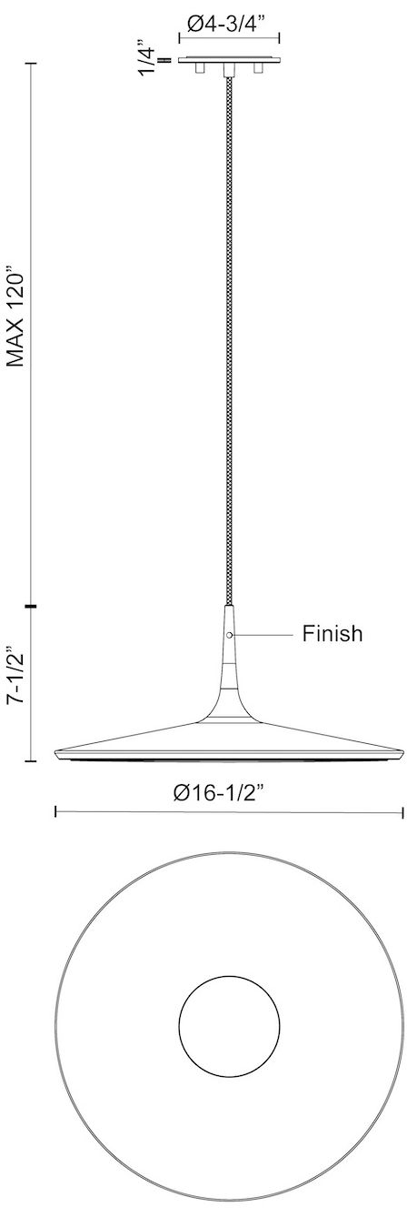 Image 4 Kuzco Disc LED 16-in Black Pendant more views