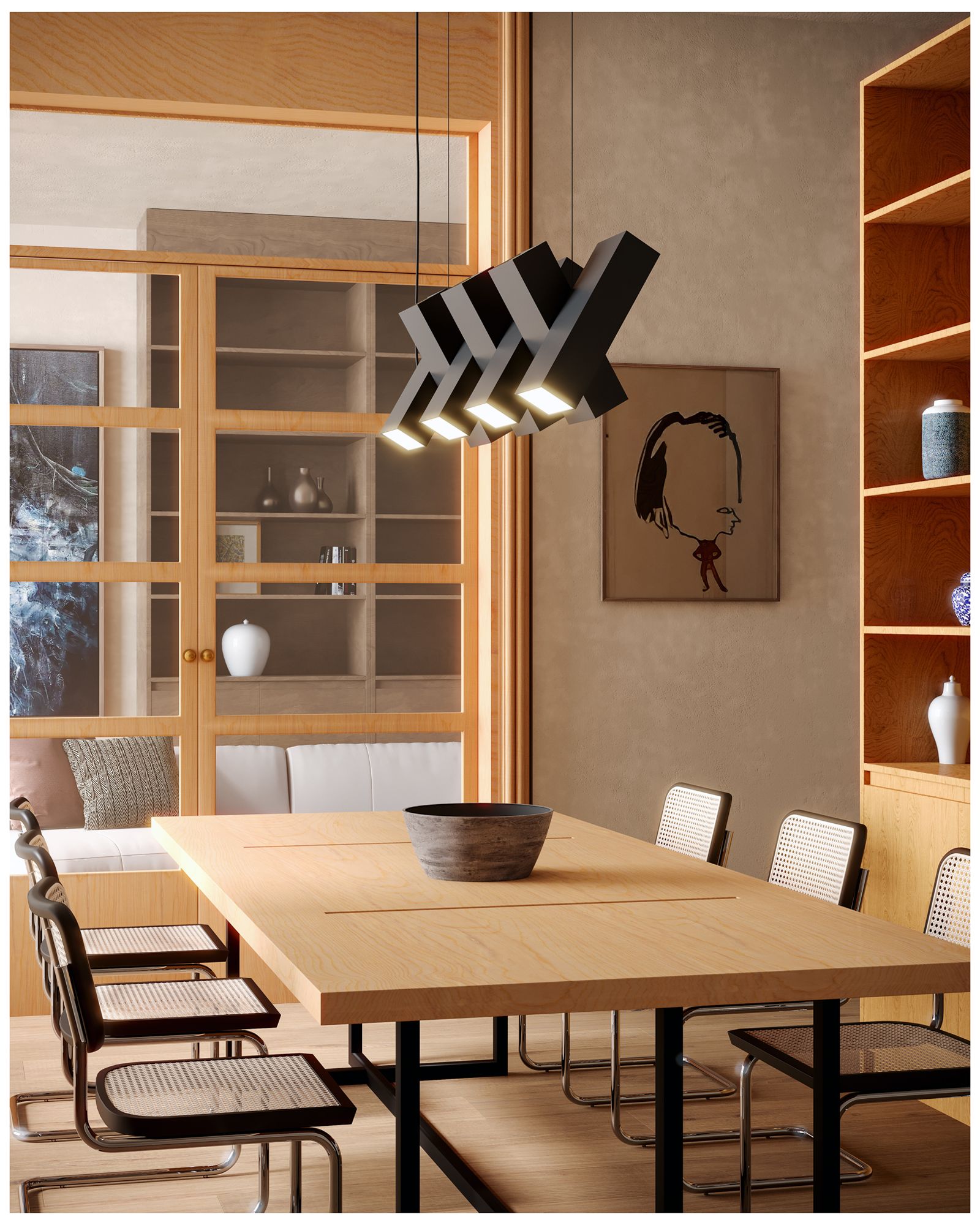 Image 3 Kuzco Domino LED 35-in Black Linear Pendant more views
