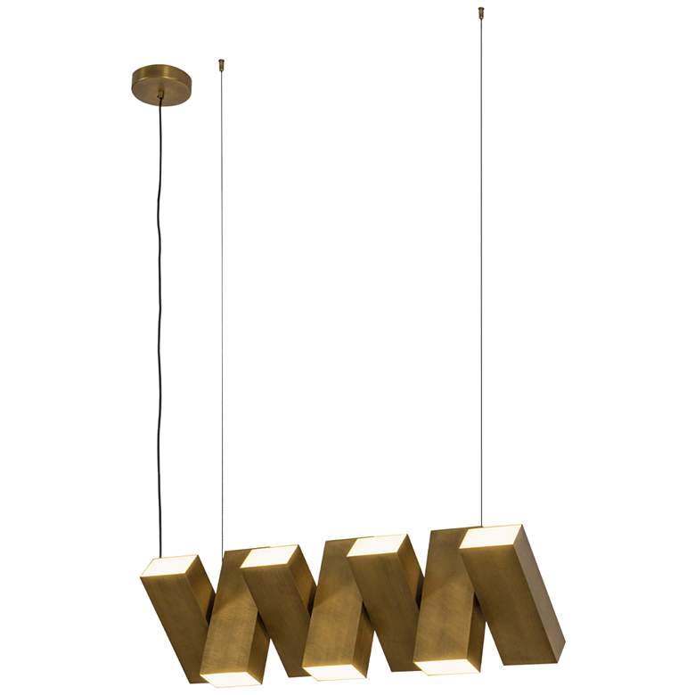 Image 1 Kuzco Domino LED 35-in Vintage Brass Linear Pendant
