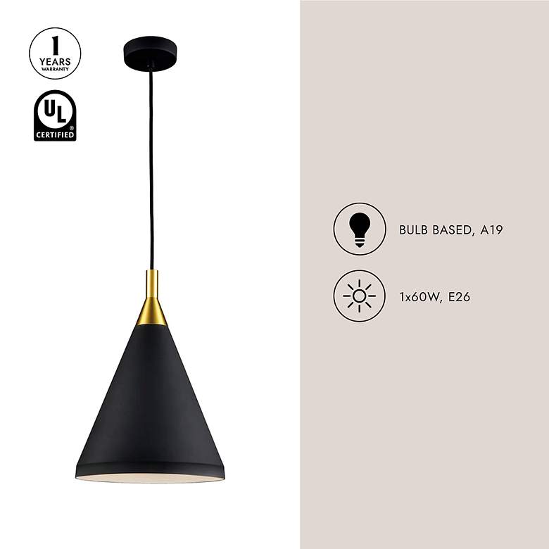 Image 4 Kuzco Dorothy 10-in Black With Gold Detail Pendants more views