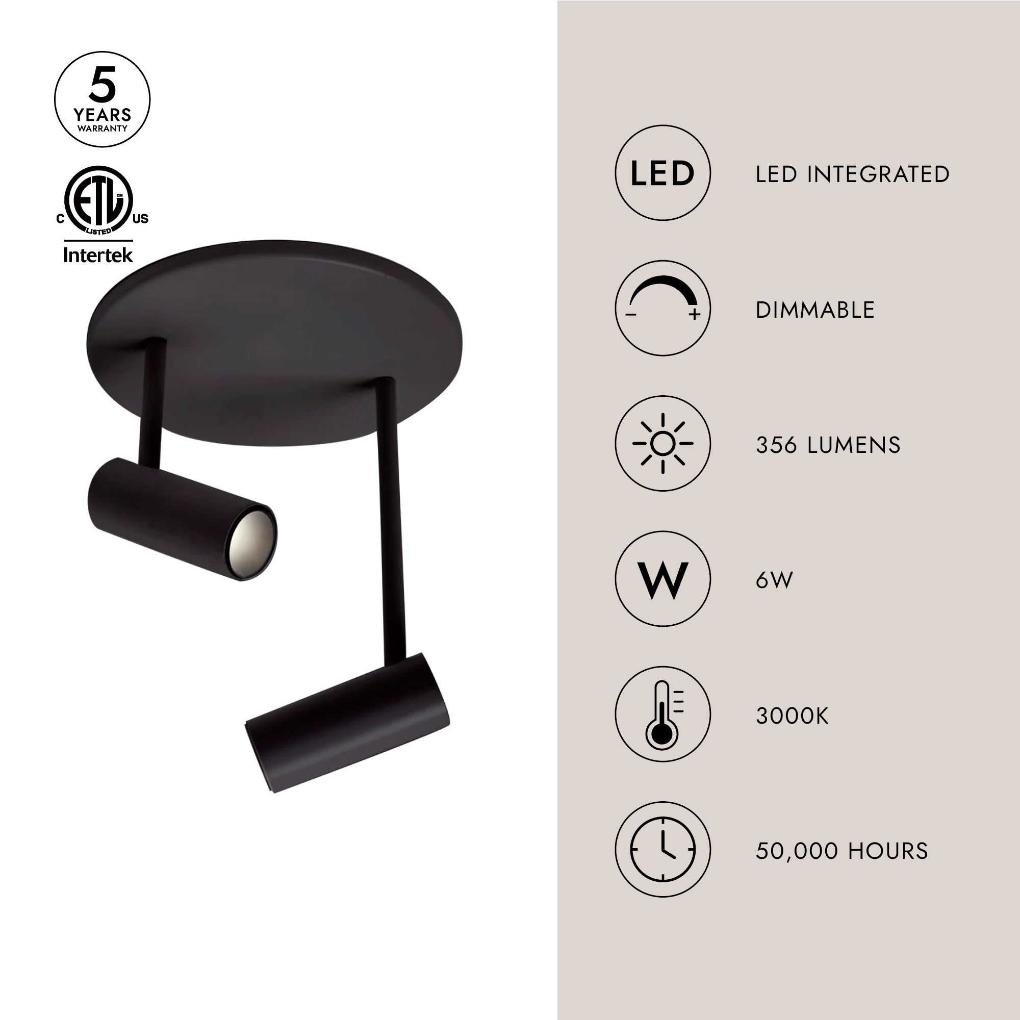 Image 4 Kuzco Downey LED 2-in Black Semi-Flush Mount more views