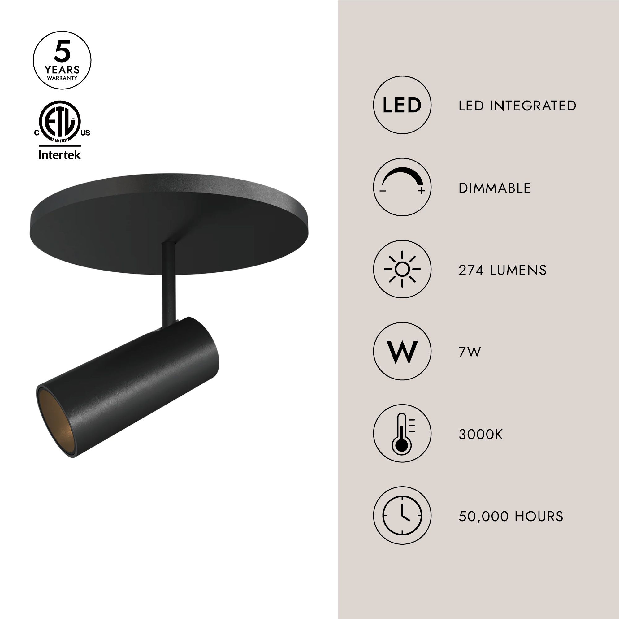 Image 4 Kuzco Downey LED 3-in Black Semi-Flush Mount more views