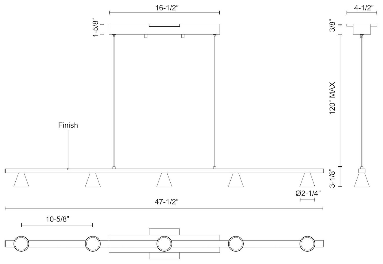 Image 5 Kuzco Dune LED 47-in Black Linear Pendant more views