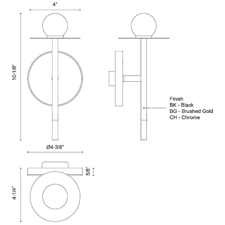 Image 6 Kuzco Elixir LED 10-in Brushed Gold Wall Sconce more views
