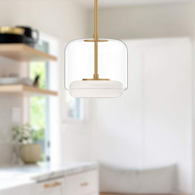 Image 3 Kuzco Enkel LED 10-in Clear/Brushed Gold Pendant more views