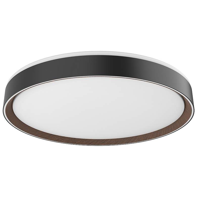 Image 1 Kuzco Essex LED 20-in Black/Walnut Flush Mount