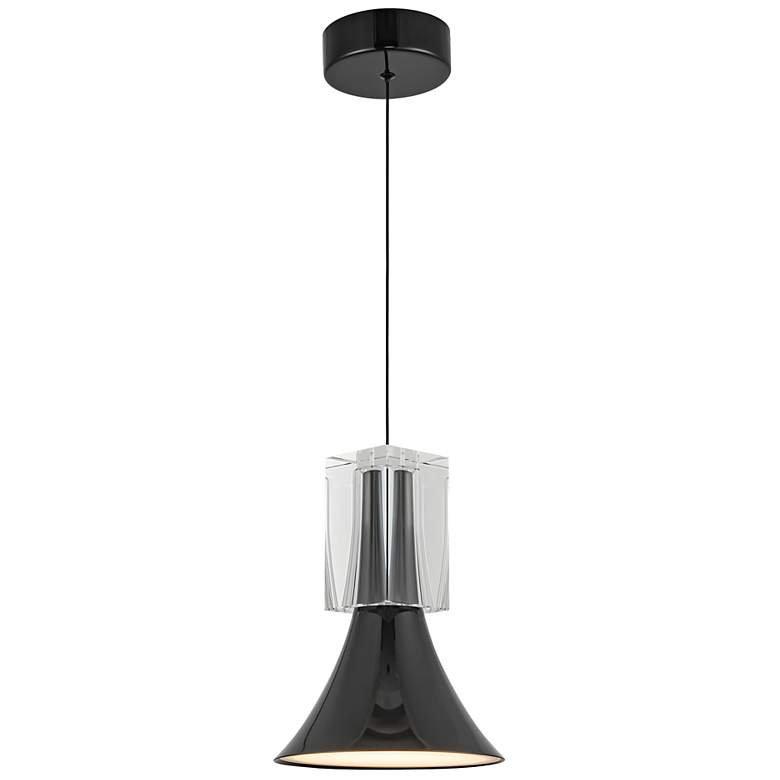 Image 1 Kuzco Floe LED 8-in Glossy Black/Clear Crystal Pendant