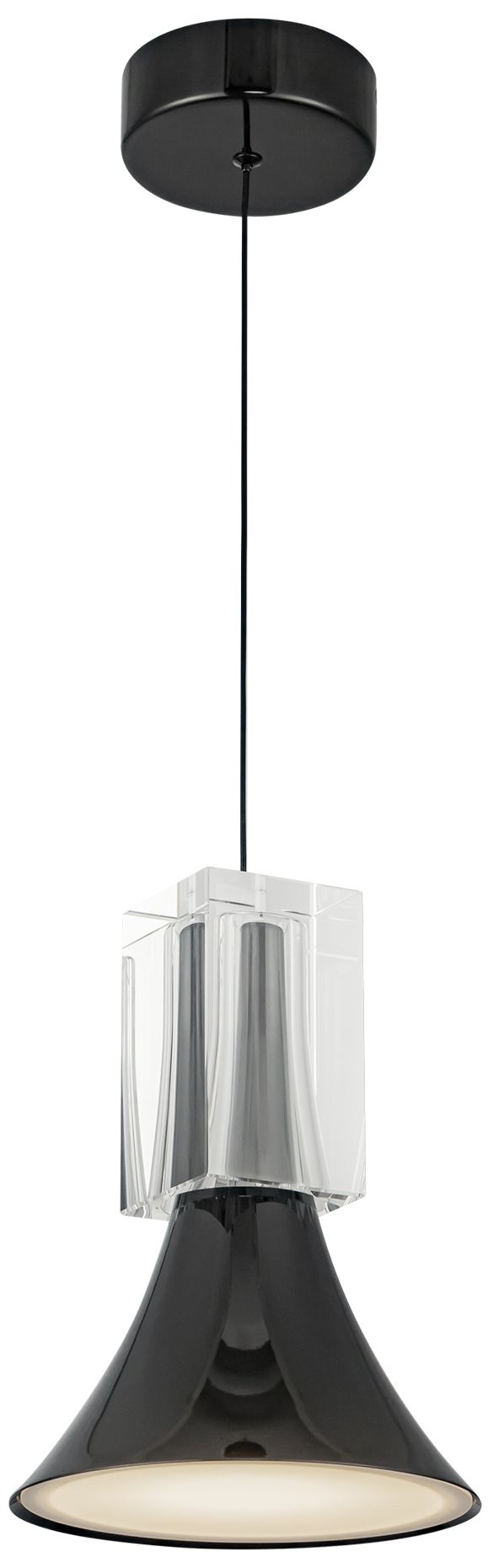 Image 3 Kuzco Floe LED 8-in Glossy Black/Clear Crystal Pendant more views