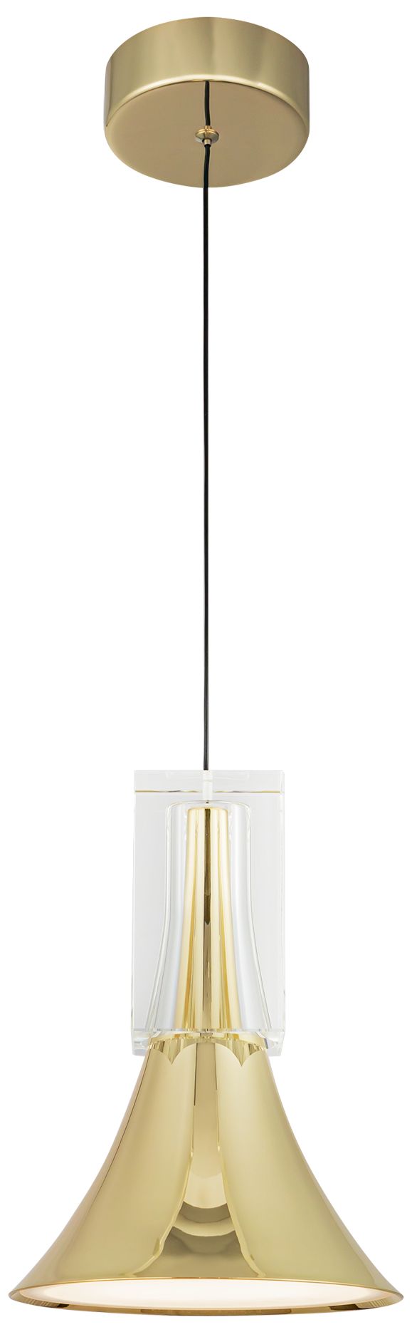 Image 3 Kuzco Floe LED 8-in Metallic Brass/Clear Crystal Pendant more views