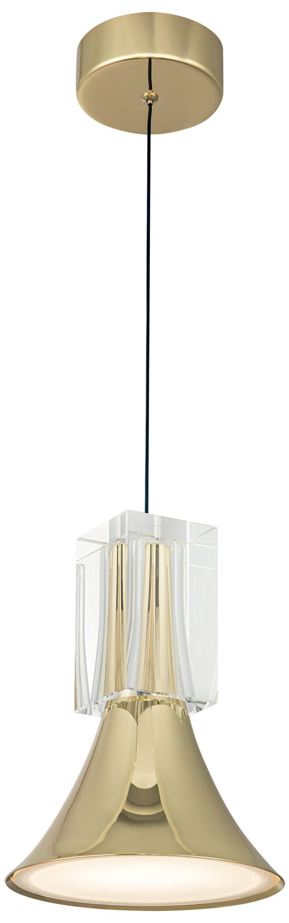 Image 4 Kuzco Floe LED 8-in Metallic Brass/Clear Crystal Pendant more views