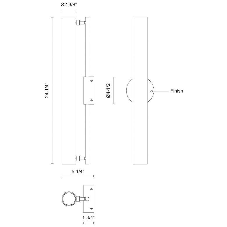 Image 2 Kuzco Gramercy LED 24-in Black Wall Sconce more views