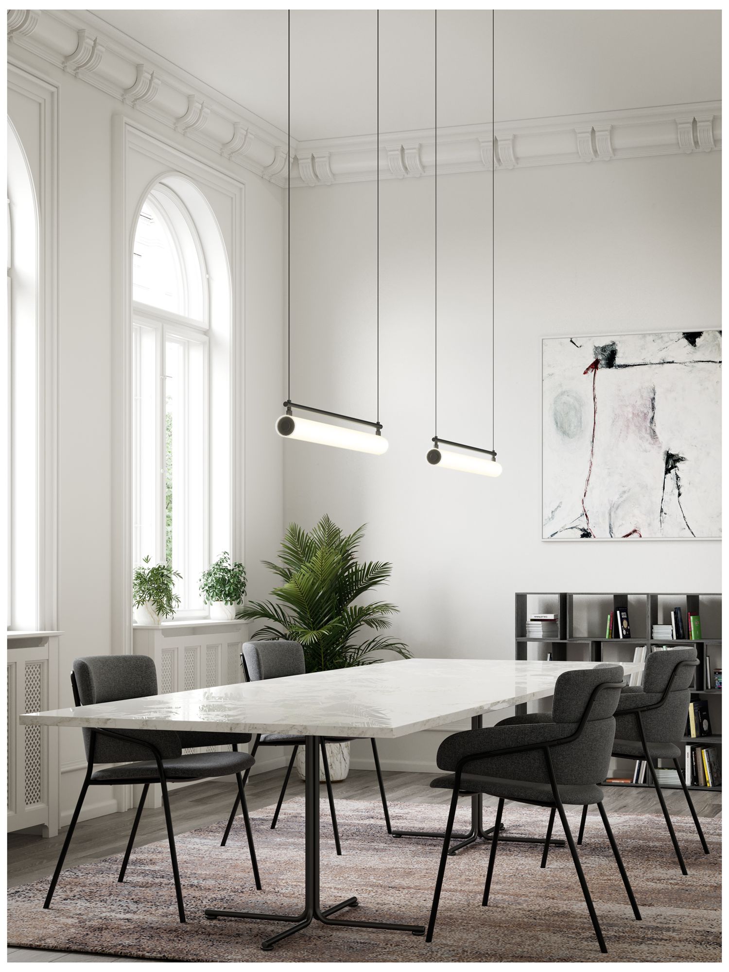 Image 3 Kuzco Gramercy LED 30-in Black Linear Pendant more views