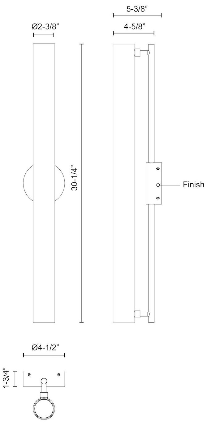 Image 3 Kuzco Gramercy LED 30-in Black Wall Sconce more views