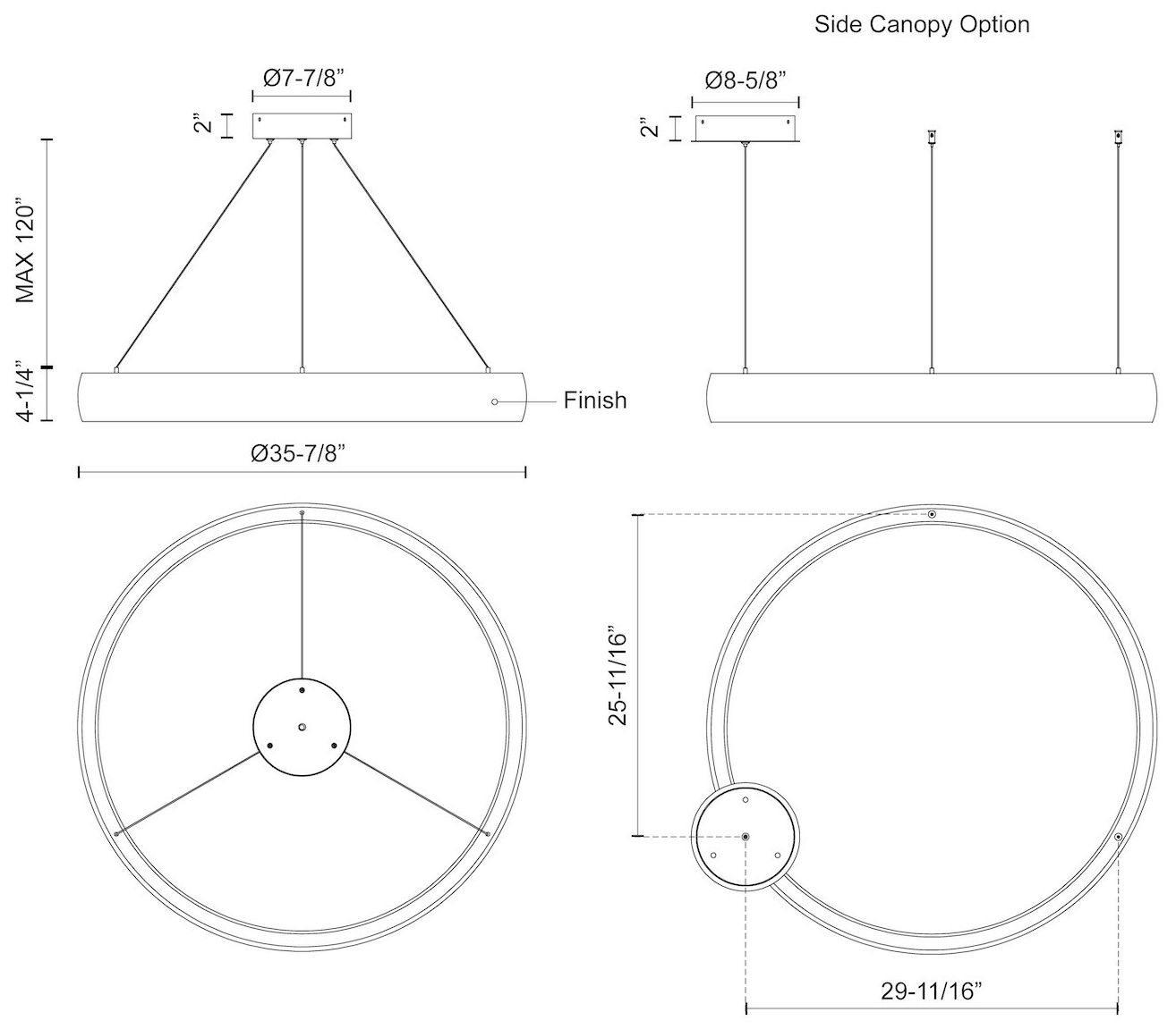 Image 3 Kuzco Halo LED 35-in Brushed Silver Pendant more views