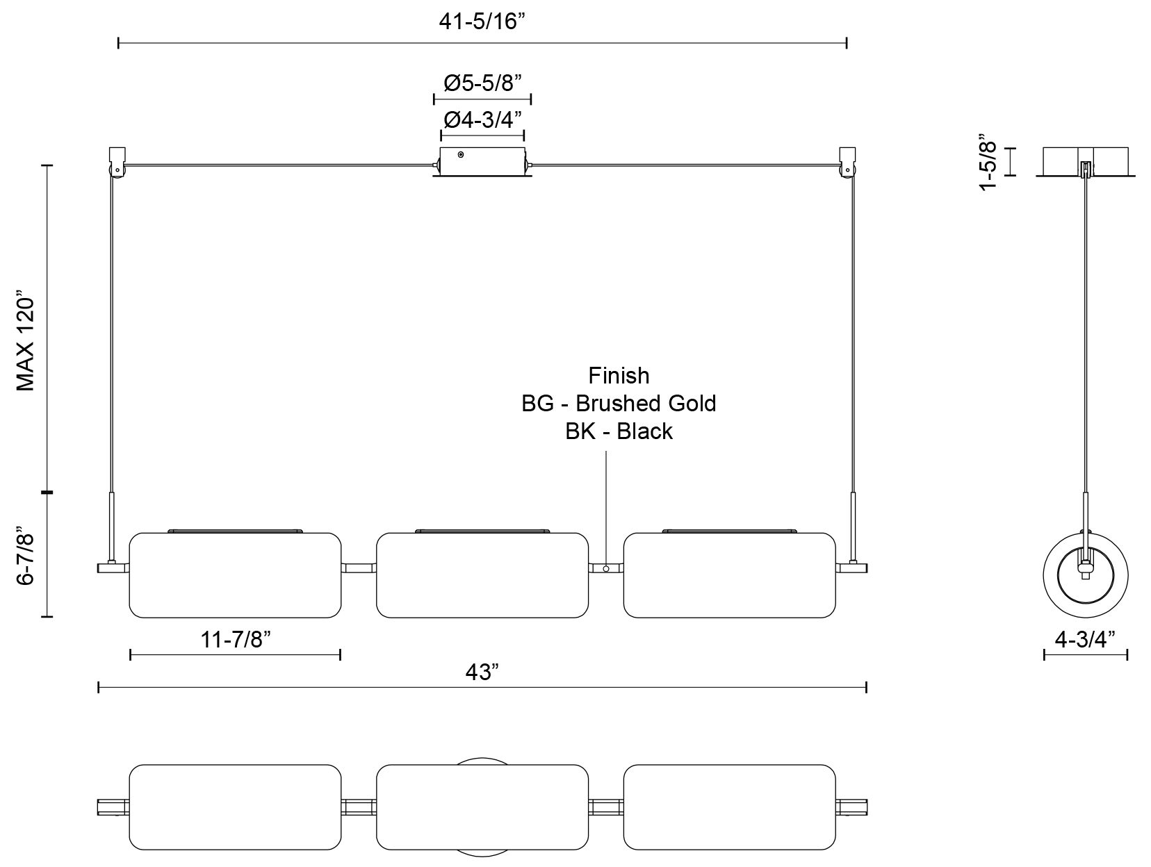 Image 2 Kuzco Hilo LED 43-in Brushed Gold Linear Pendant more views