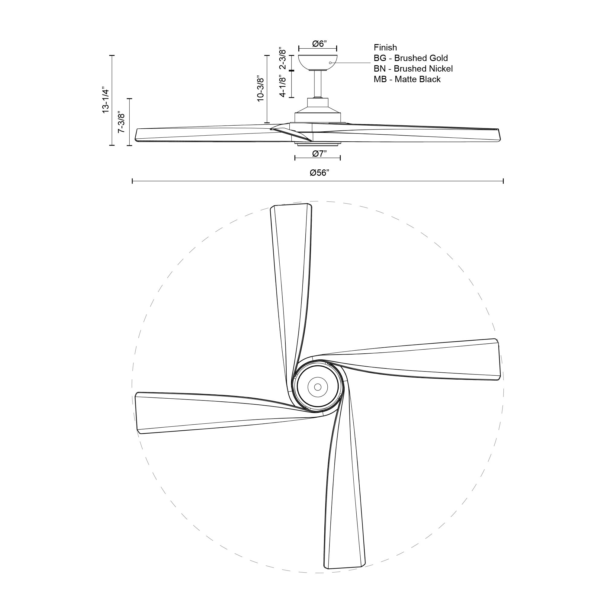 Image 7 Kuzco Horizon LED 56-in Brushed Nickel Ceiling Fan more views