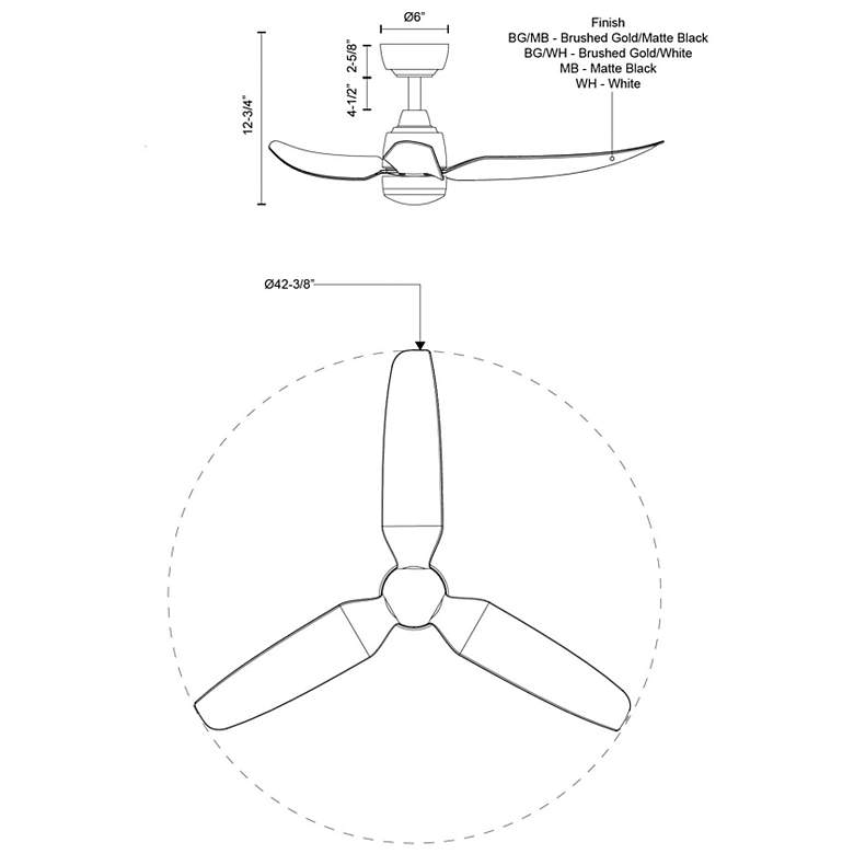 Image 5 Kuzco Hugo 42-in Matte Black Ceiling Fan more views