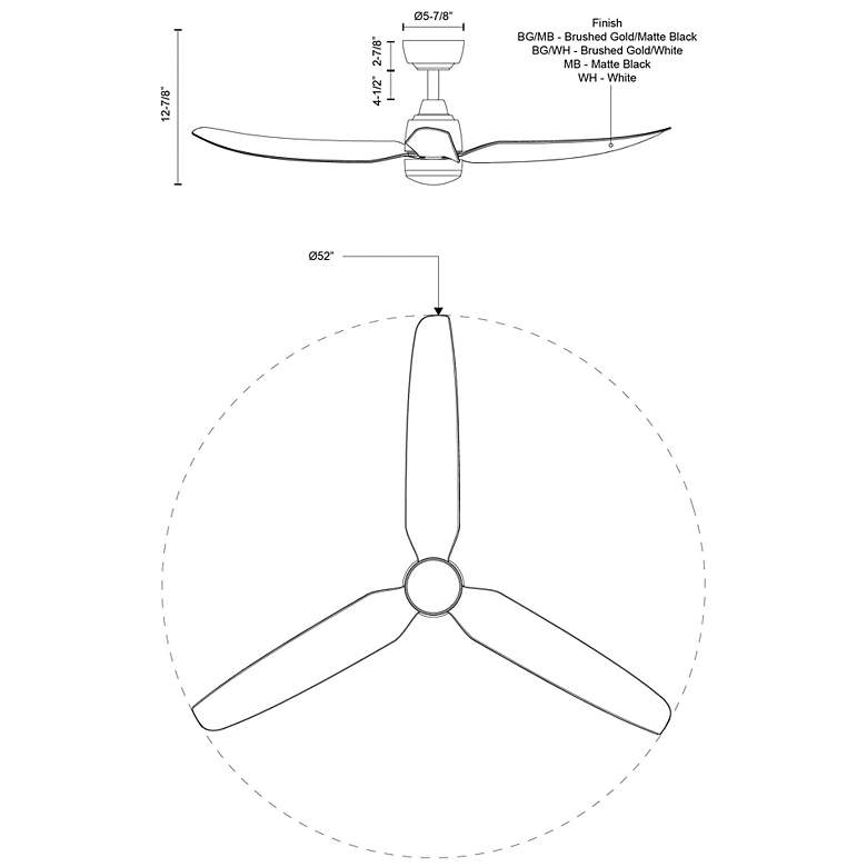 Image 5 Kuzco Hugo 52-in Brushed Gold/Matte White Ceiling Fan more views