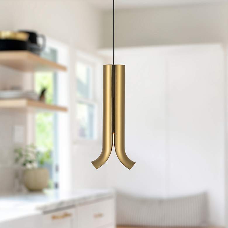 Image 1 Kuzco Husk LED 9-in Metallic Brass Pendant