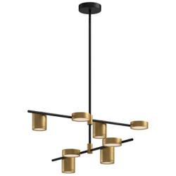 Kuzco Jayden LED 40-in Black/Brushed Gold LED Chandeliers