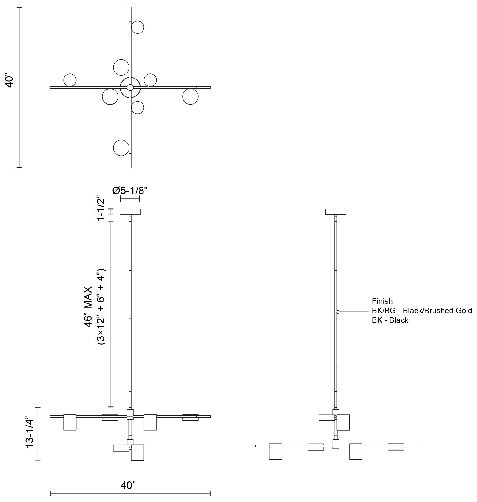 Image 4 Kuzco Jayden LED 40-in Black/Brushed Gold LED Chandeliers more views