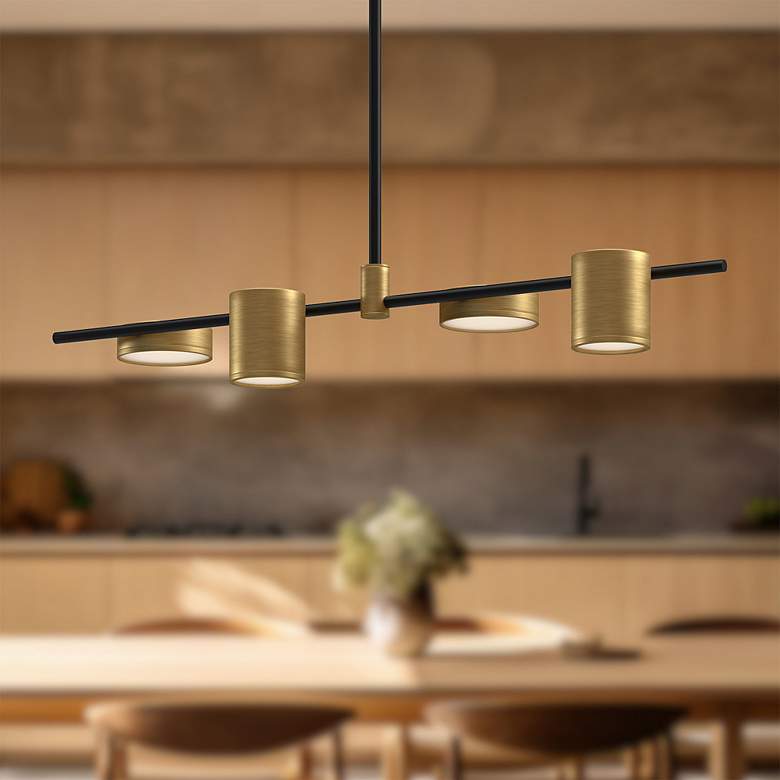 Image 1 Kuzco Jayden LED 40-in Black/Brushed Gold Linear Pendant