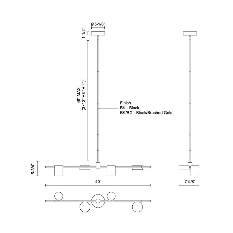 Image 3 Kuzco Jayden LED 40-in Black Linear Pendant more views