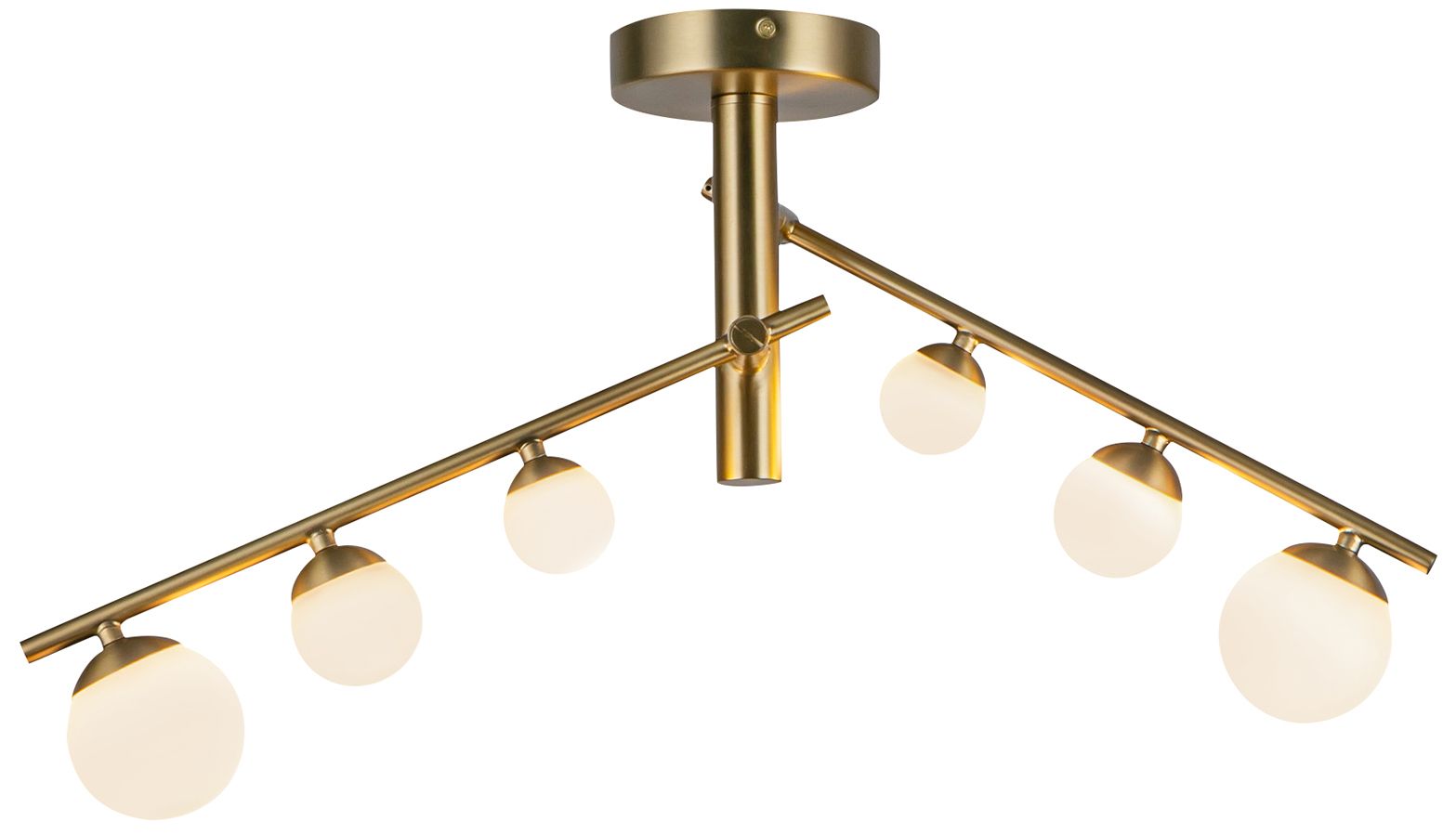 Thumbnail3 of Kuzco Juniper LED 2 Head Brushed Gold/Opal Glass Semi-Flush Mount more views