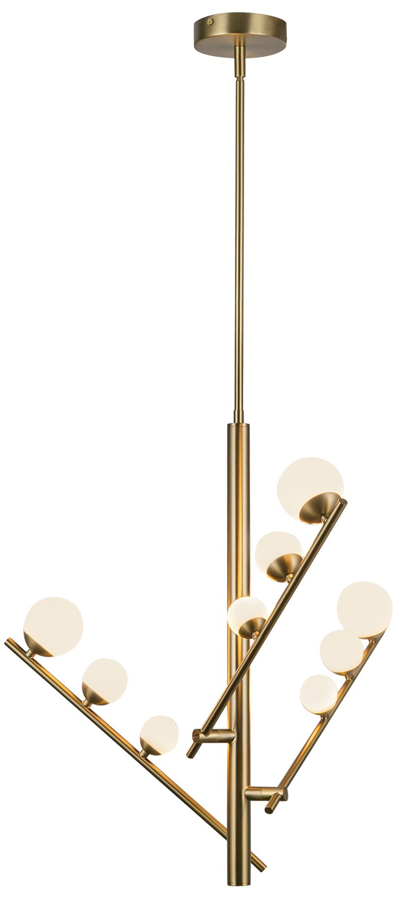 Image 2 Kuzco Juniper LED 3 Head Brushed Gold/Opal Glass Chandelier more views