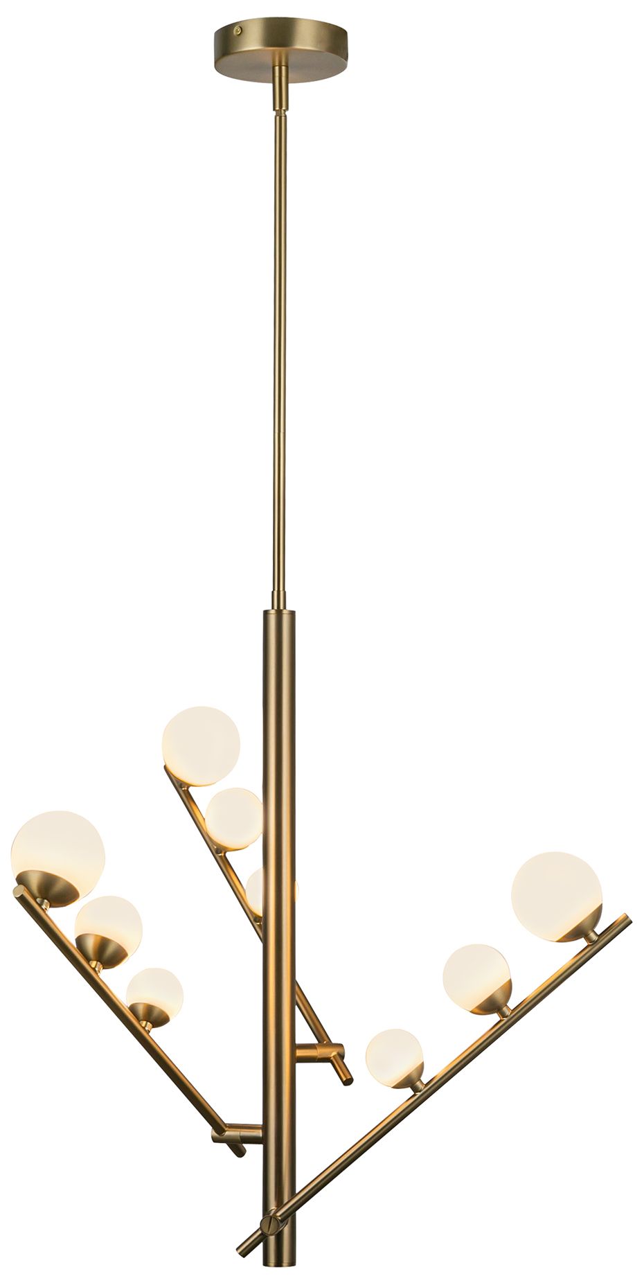 Image 3 Kuzco Juniper LED 3 Head Brushed Gold/Opal Glass Chandelier more views