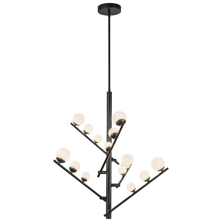 Image 1 Kuzco Juniper LED 5 Head Black/Opal Glass Chandelier