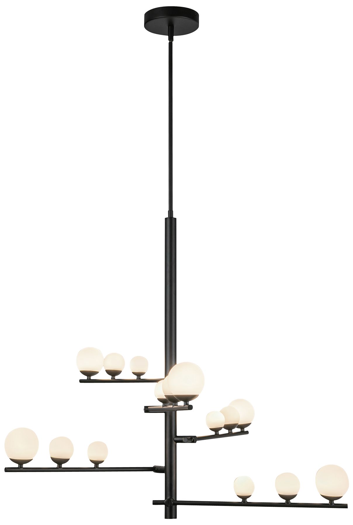 Image 2 Kuzco Juniper LED 5 Head Black/Opal Glass Chandelier more views