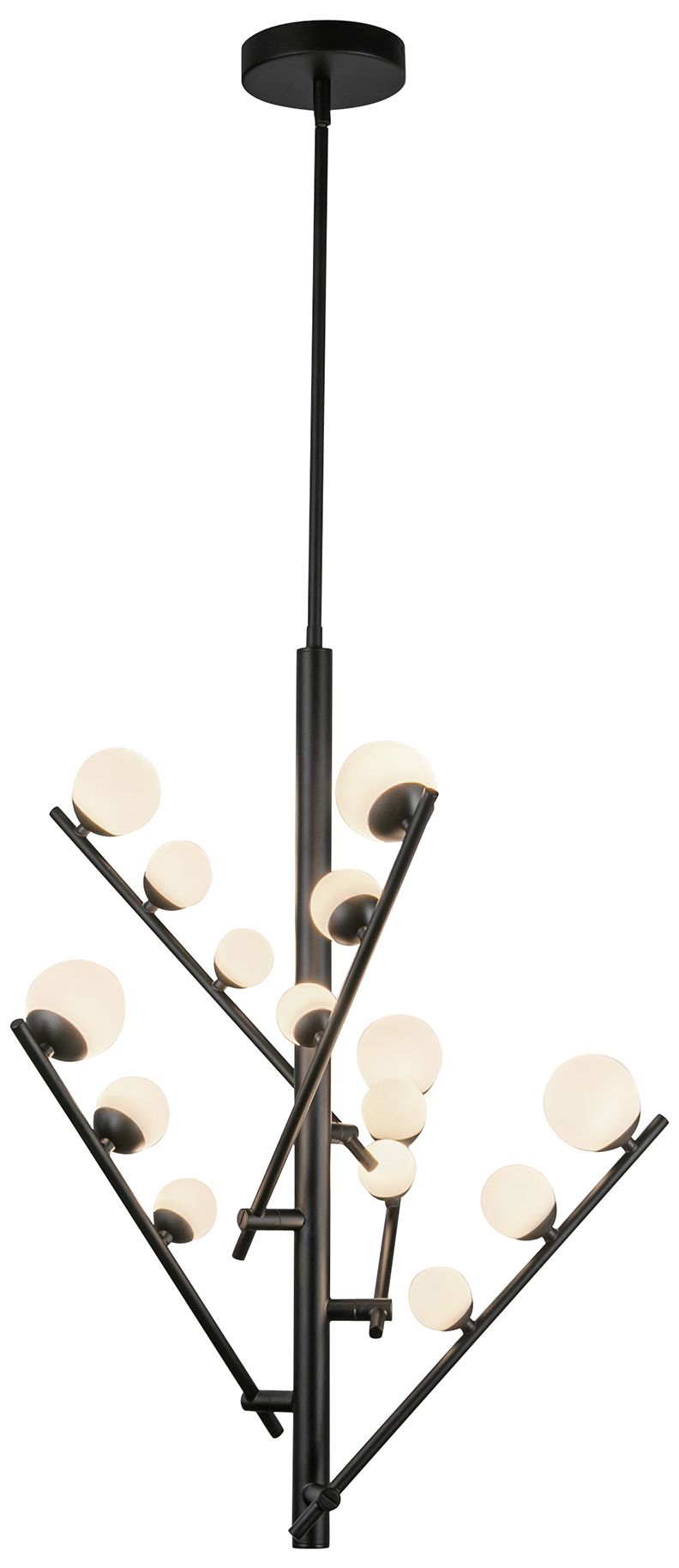 Image 3 Kuzco Juniper LED 5 Head Black/Opal Glass Chandelier more views