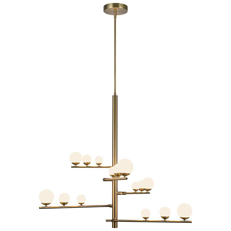 Image 2 Kuzco Juniper LED 5 Head Brushed Gold/Opal Glass Chandelier more views