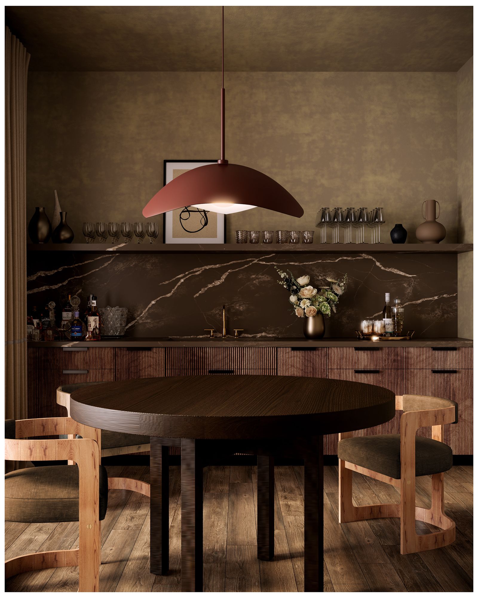 Image 6 Kuzco Kirby E26 22-in Burgundy Pendant more views