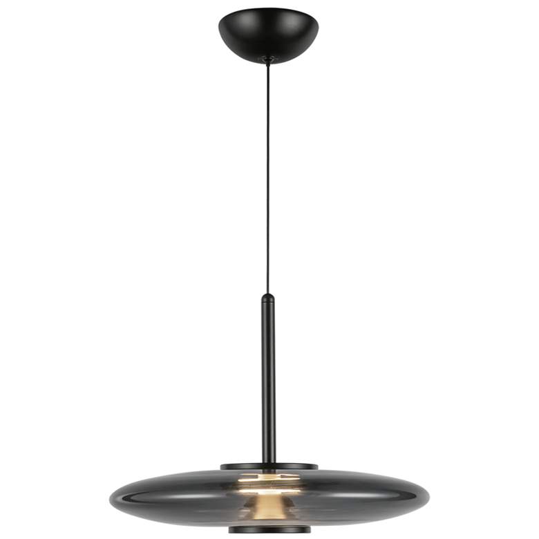 Image 1 Kuzco Kyoto LED 18-in Black/Smoked Glass Pendant